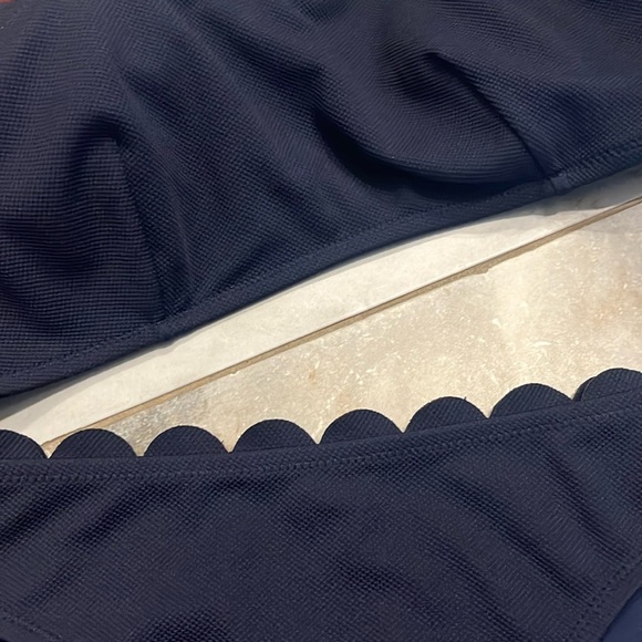 Cupshe one shoulder scallop bikini, navy blue Medium - Picture 3 of 6